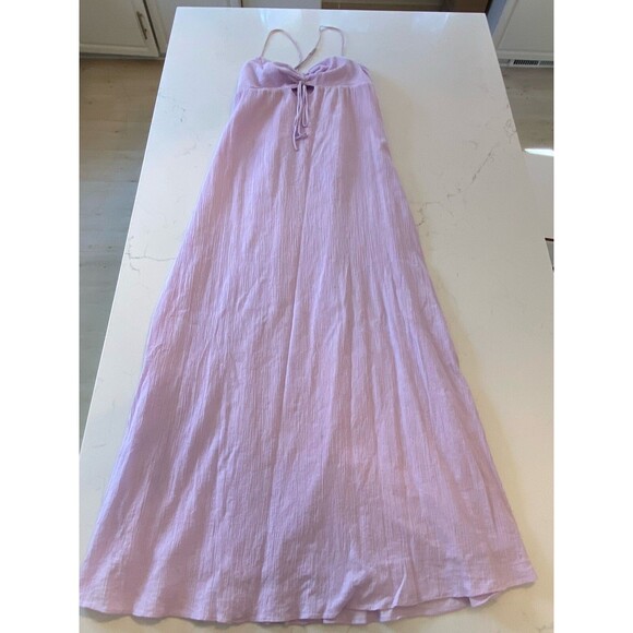 Bar III Cut Out Tie Maxi Purple Cross Back Pullover Dress Women's Size S NWT - Picture 1 of 7